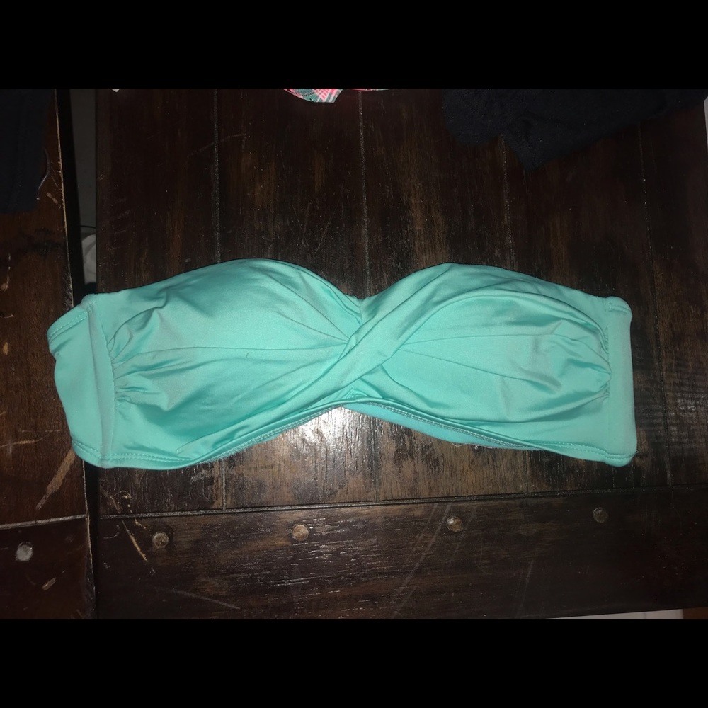 Blue strapless bikini top